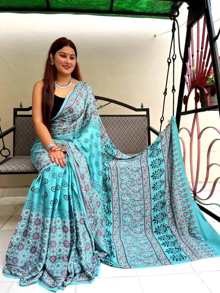 Ajrakh Digital Print Saree