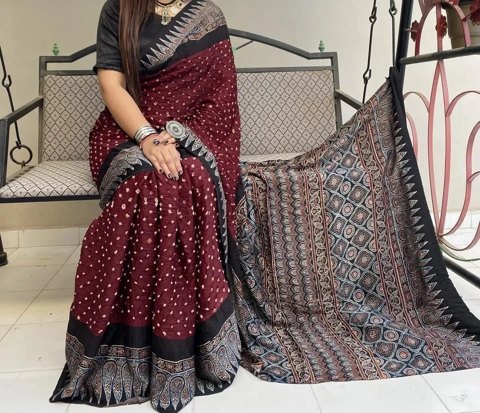 Ajrakh Digital Print Saree