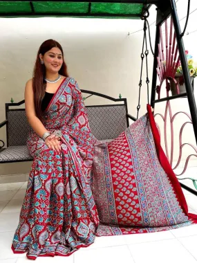 Ajrakh Digital Print Saree