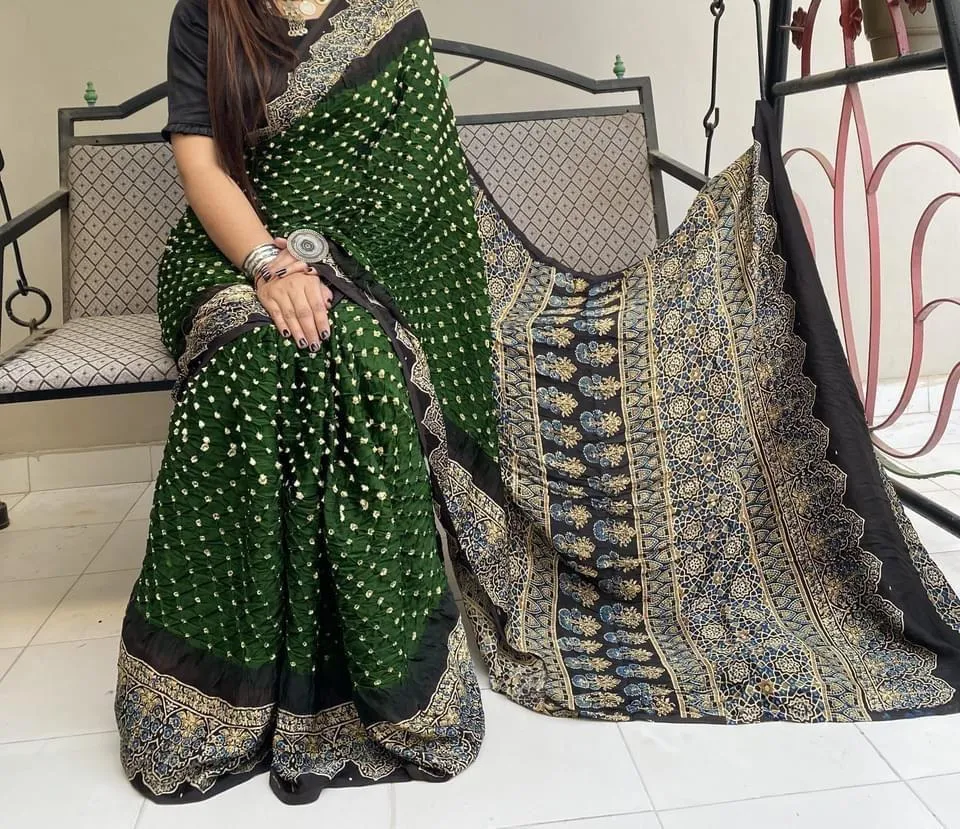 Ajrakh Digital Print Saree