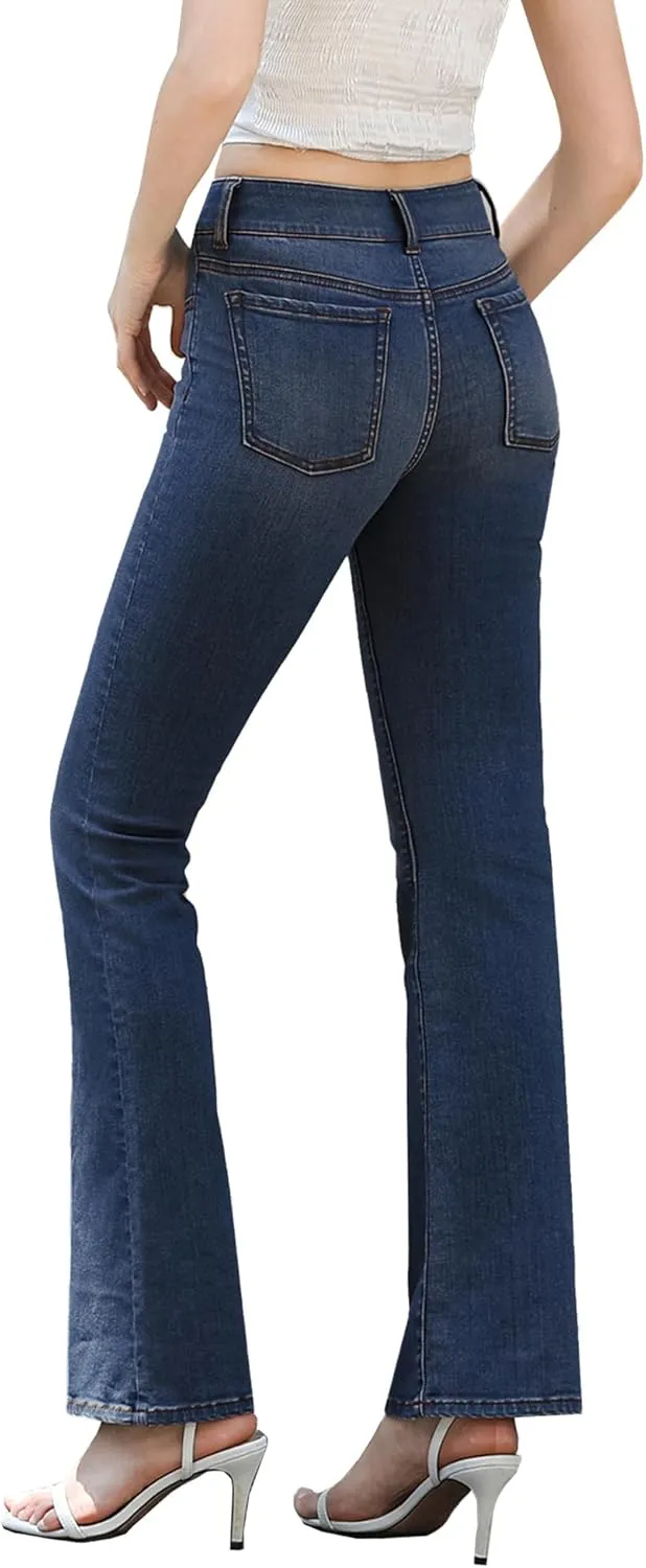 APUOR Bell Bottom Jeans for Women High Waisted Stretchy Bootcut Flared Jeans Soft Slim Fit Denim Pants