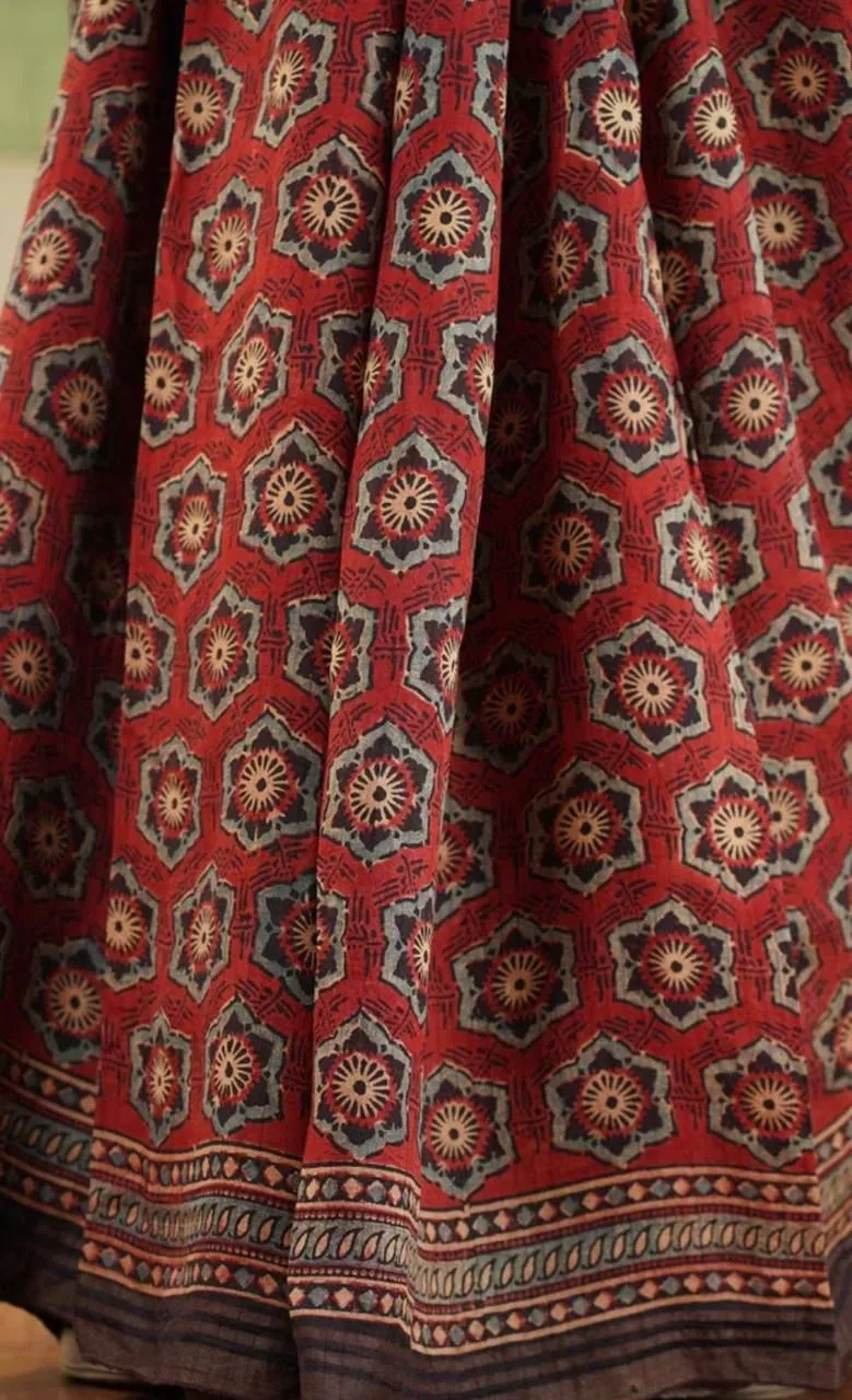 Beautiful Ajrakh Digital Print Saress