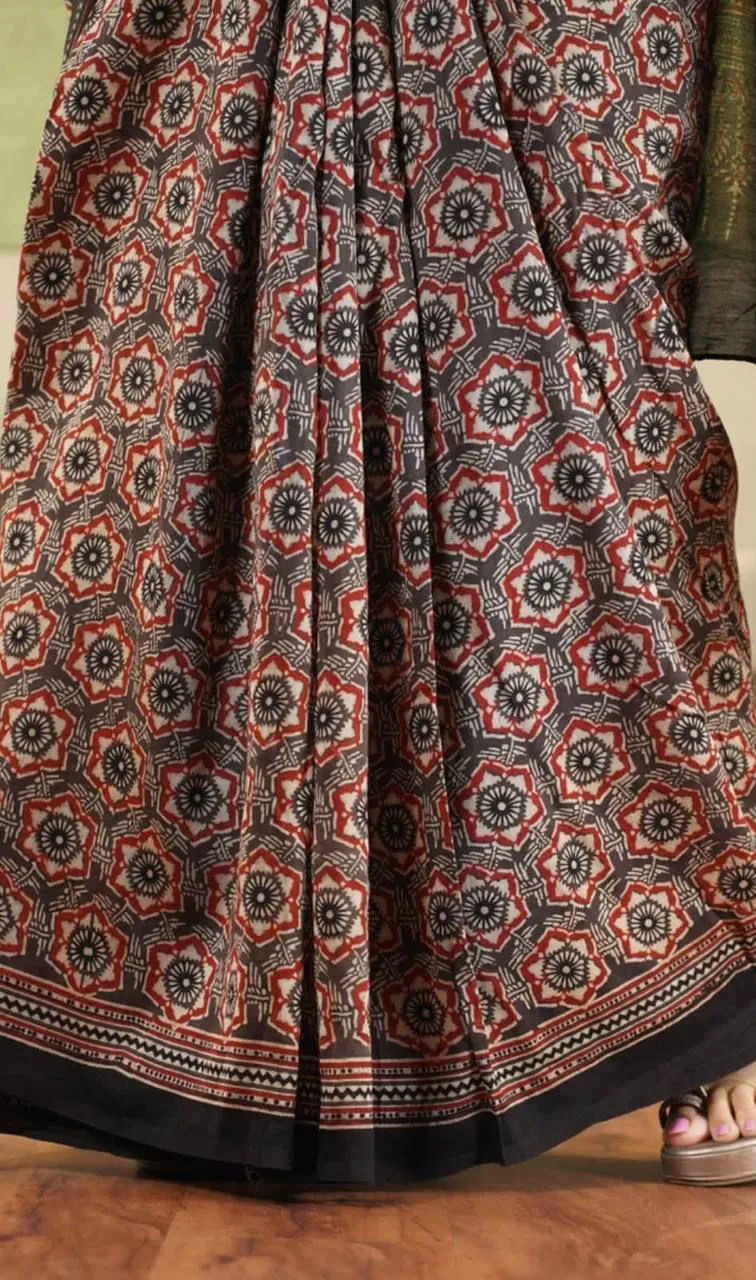 Beautiful Ajrakh Digital Print Saress