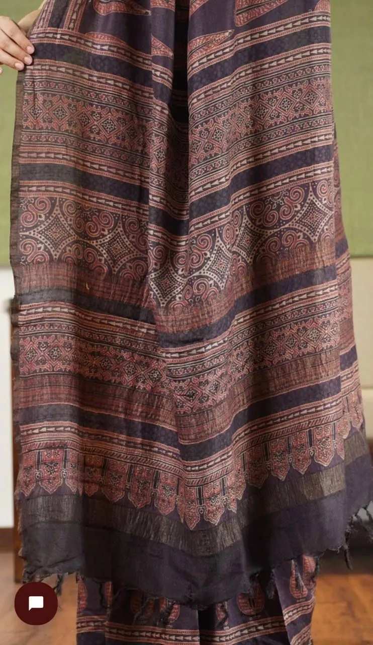 Beautiful Ajrakh Digital Print Saress