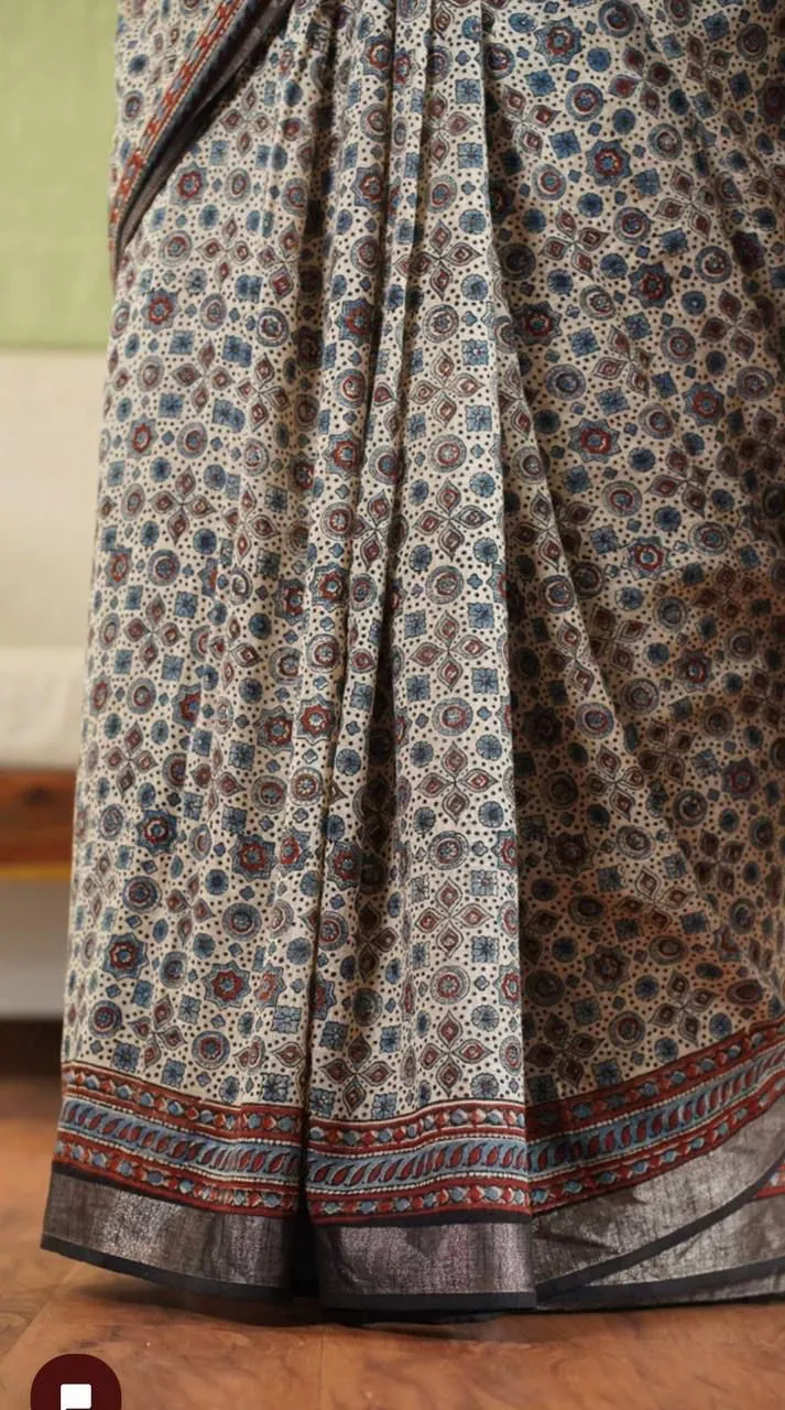 Beautiful Ajrakh Digital Print Saress
