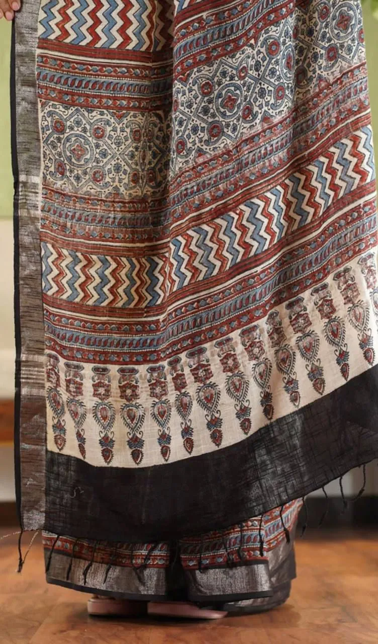 Beautiful Ajrakh Digital Print Saress