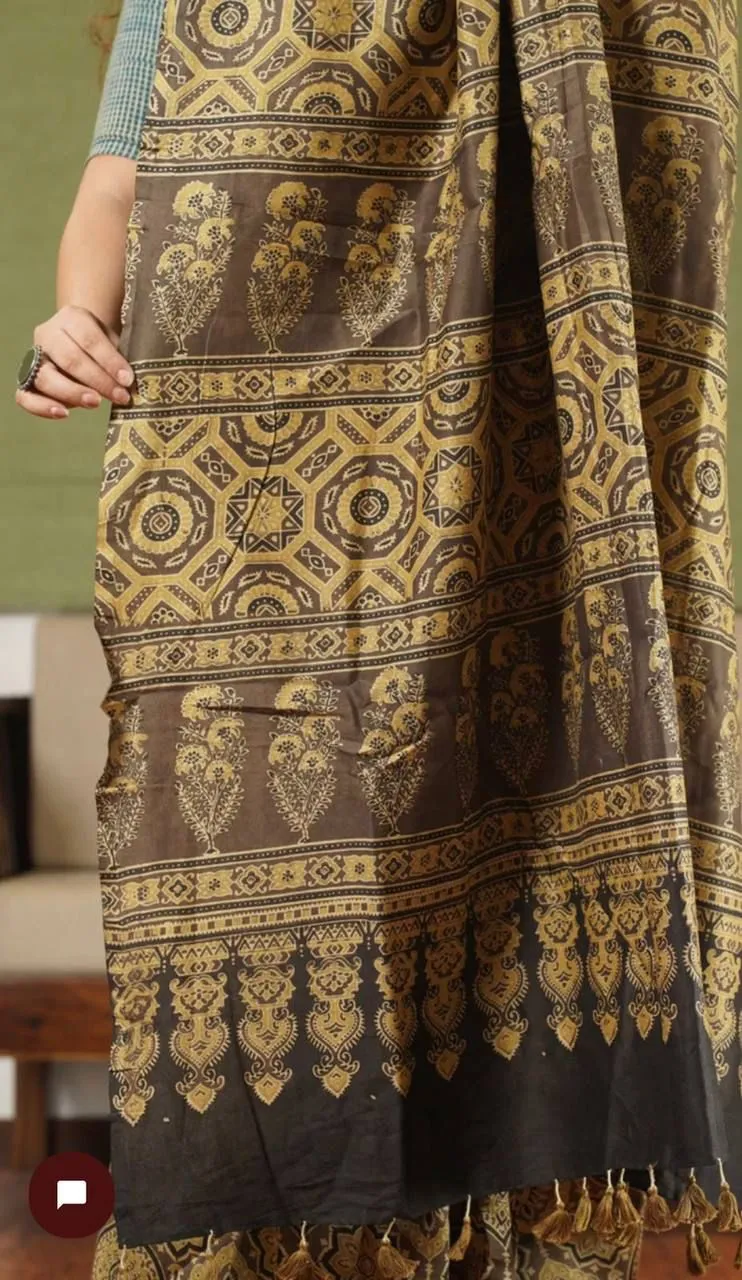 Beautiful Ajrakh Digital Print Saress