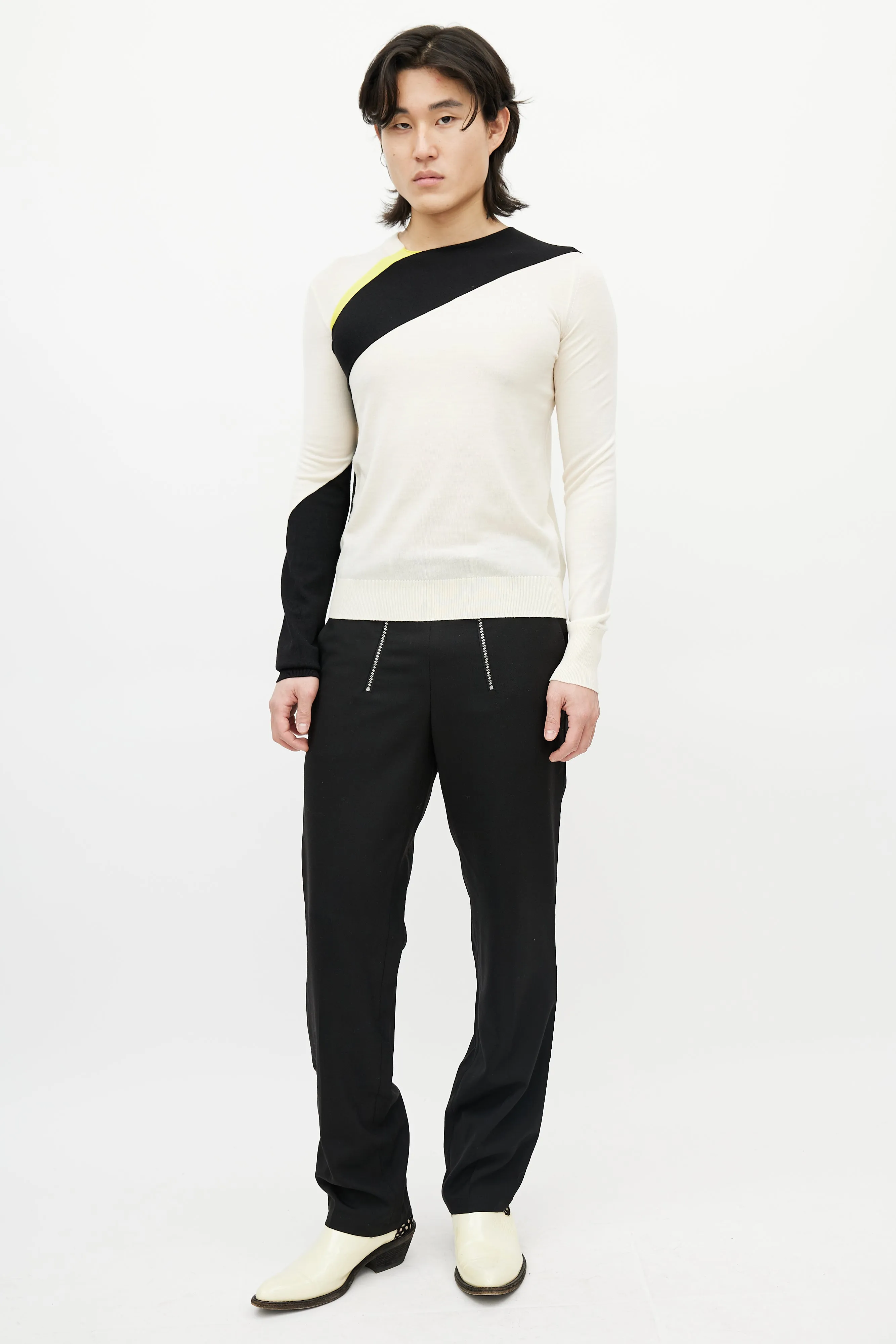 Beige & Multicolour Wool Striped Sweater