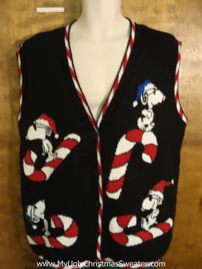 BEST Snoopy with Candycanes Ugliest Christmas Sweater Vest