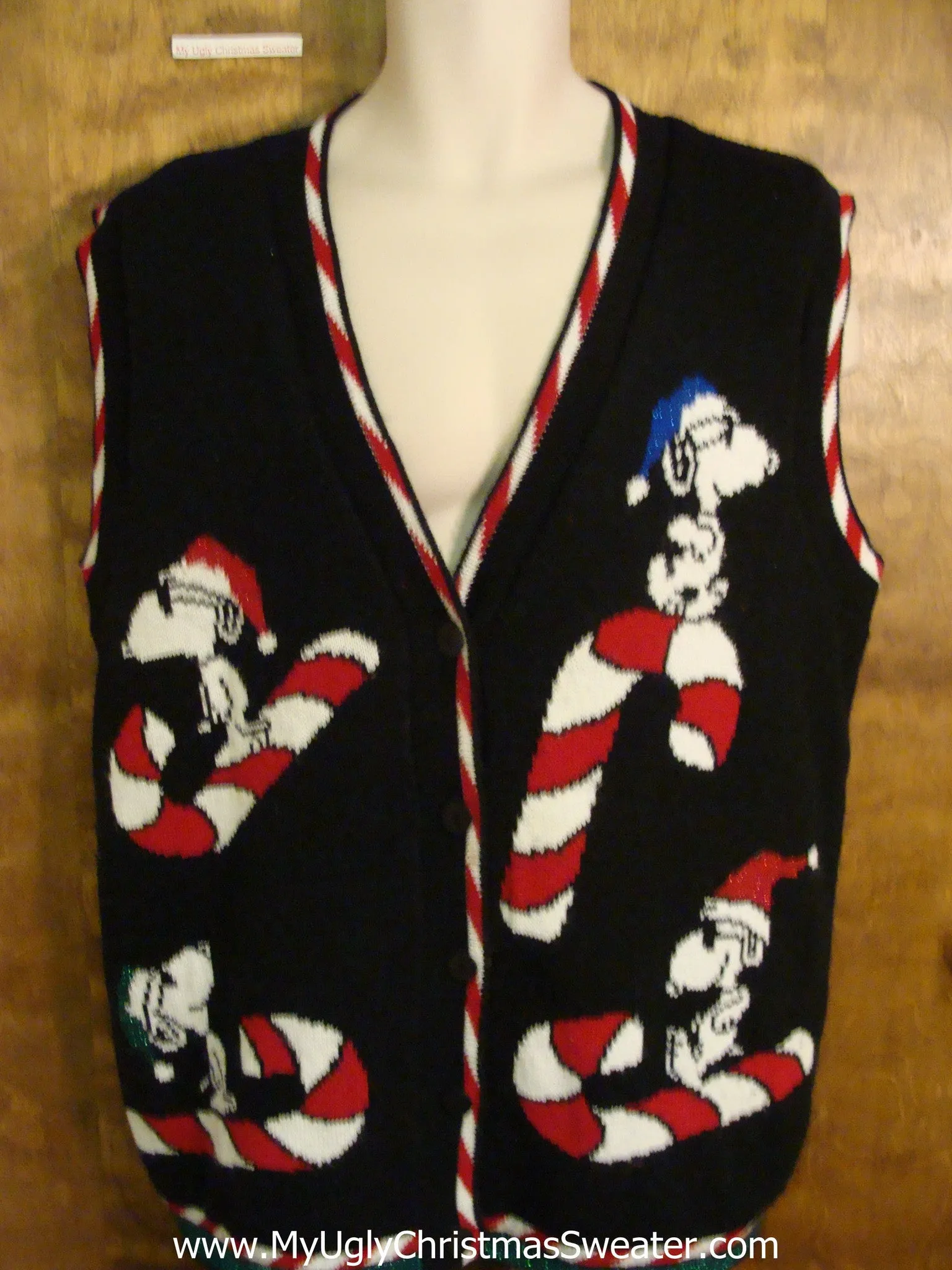BEST Snoopy with Candycanes Ugliest Christmas Sweater Vest