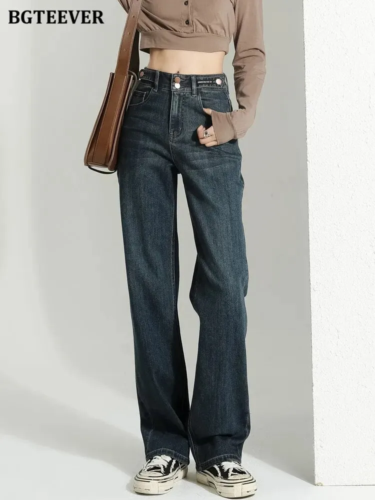 BGTEEVER Vintage Double Button Jeans