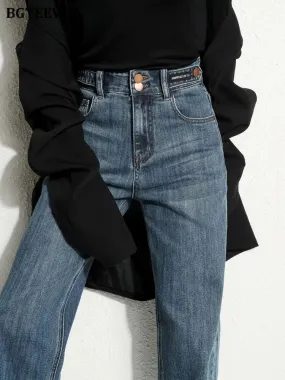 BGTEEVER Vintage Double Button Jeans