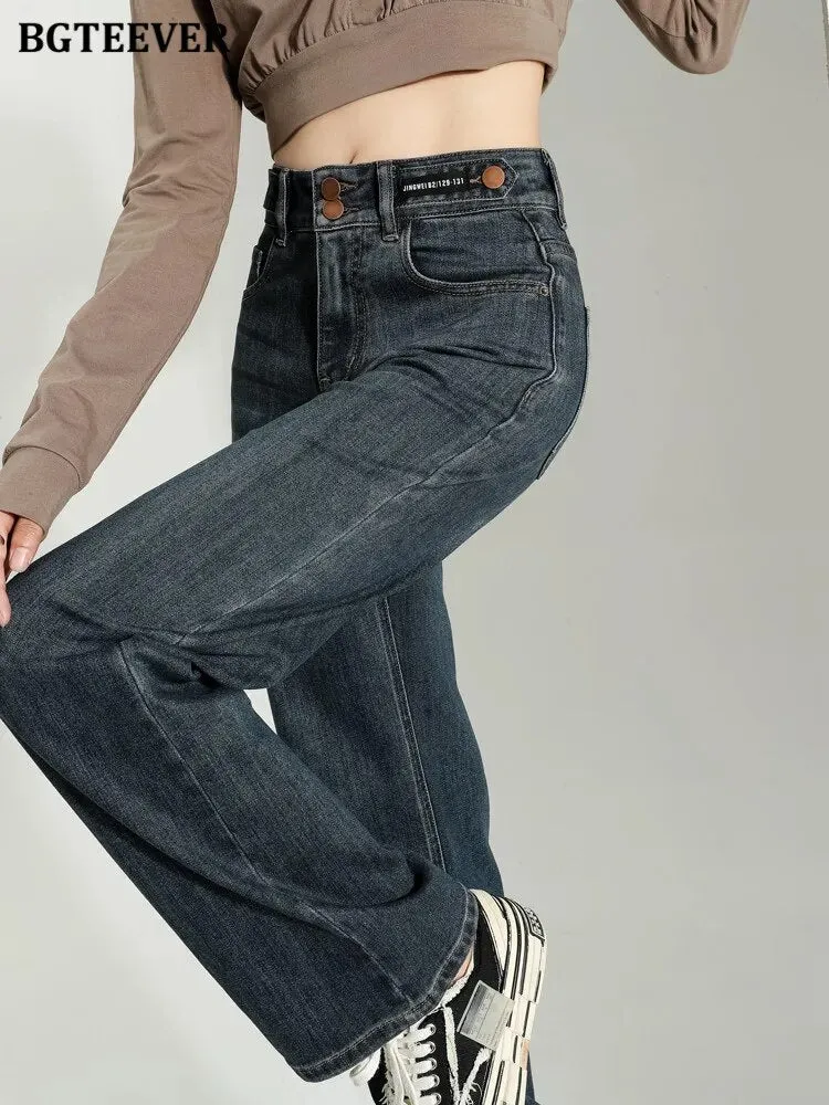 BGTEEVER Vintage Double Button Jeans