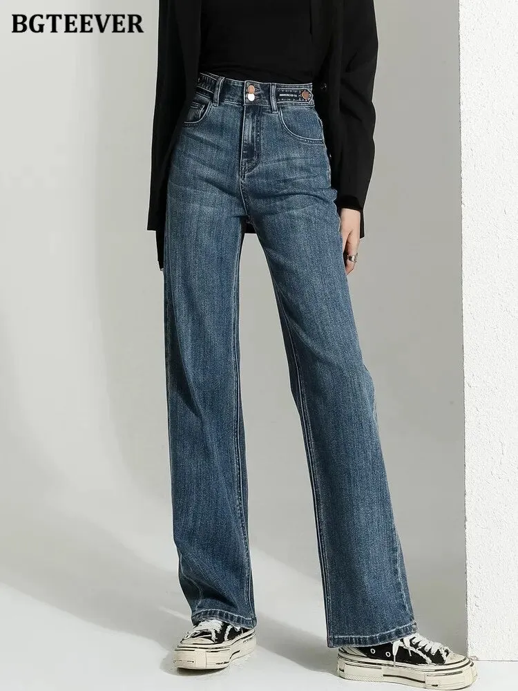 BGTEEVER Vintage Double Button Jeans