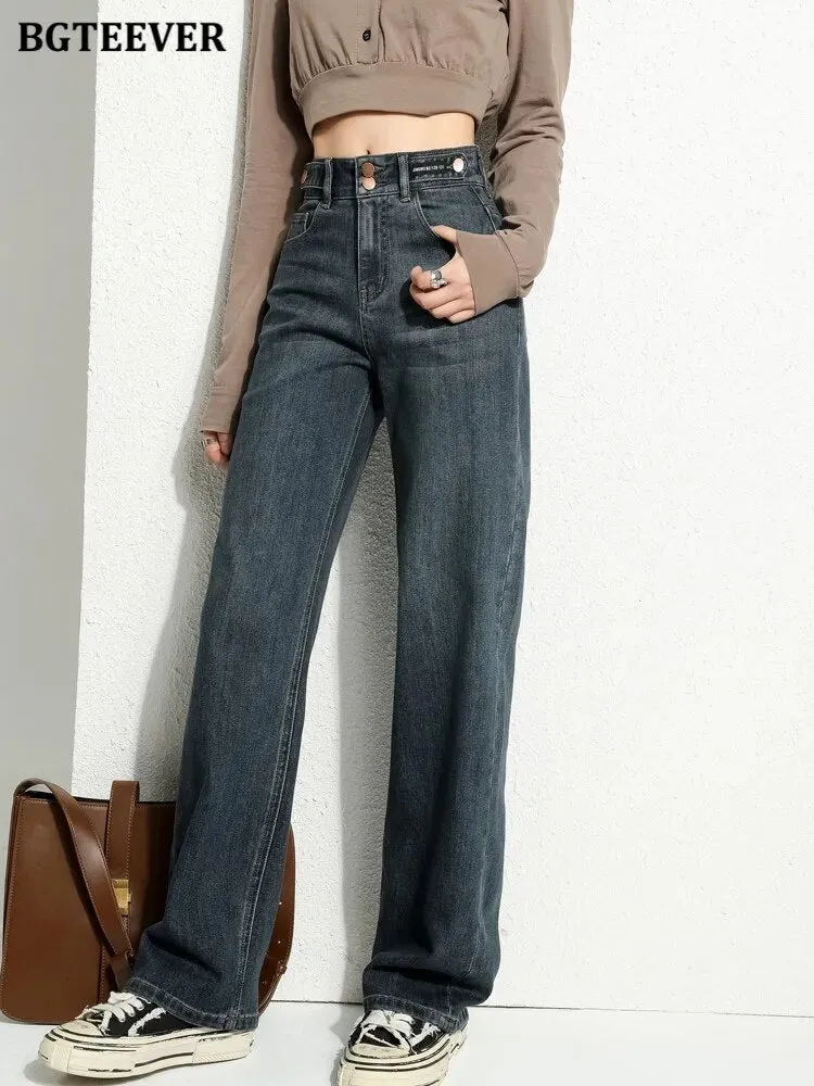 BGTEEVER Vintage Double Button Jeans