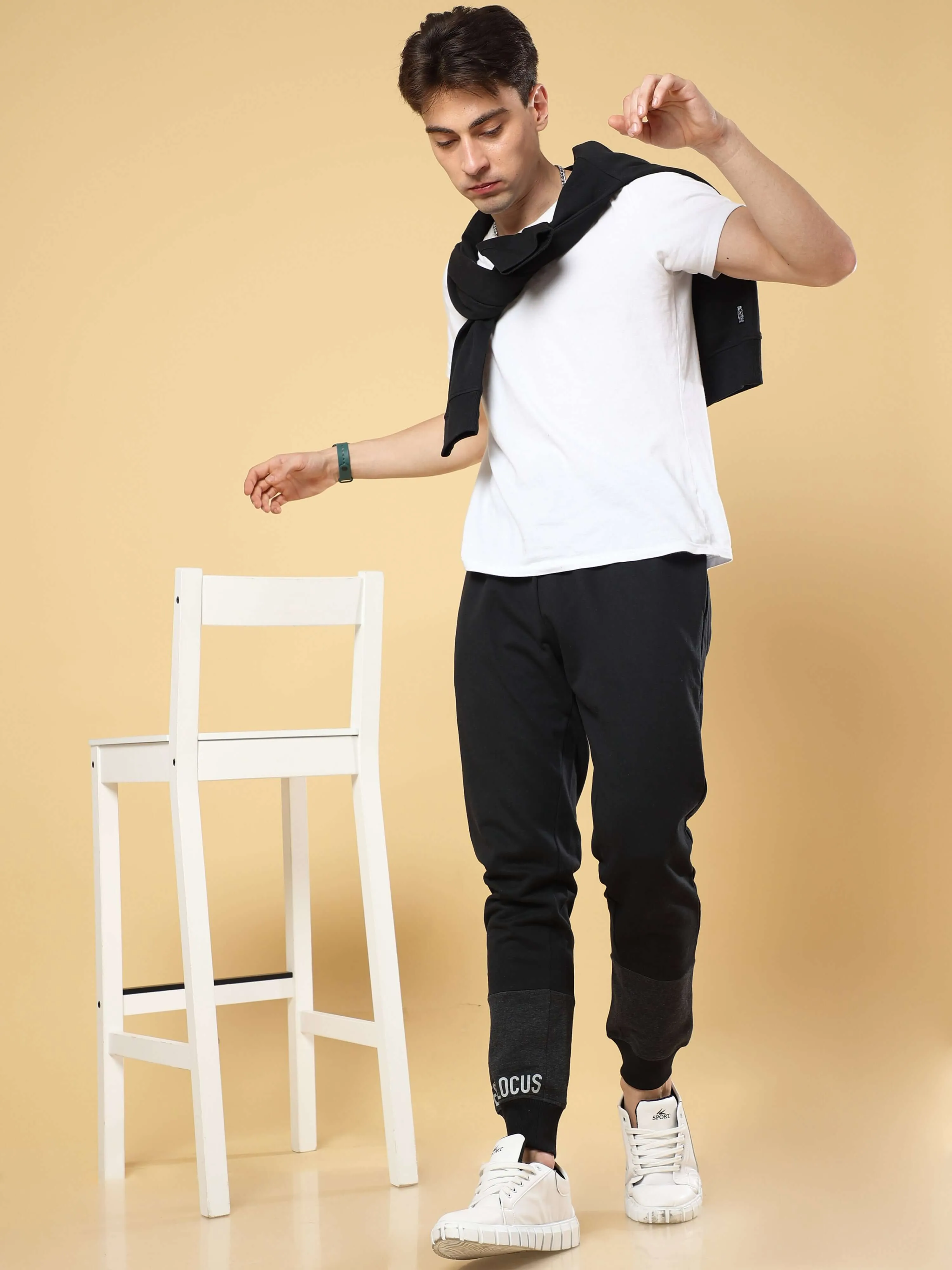Black & Grey Joggers With Adjustable Draw String
