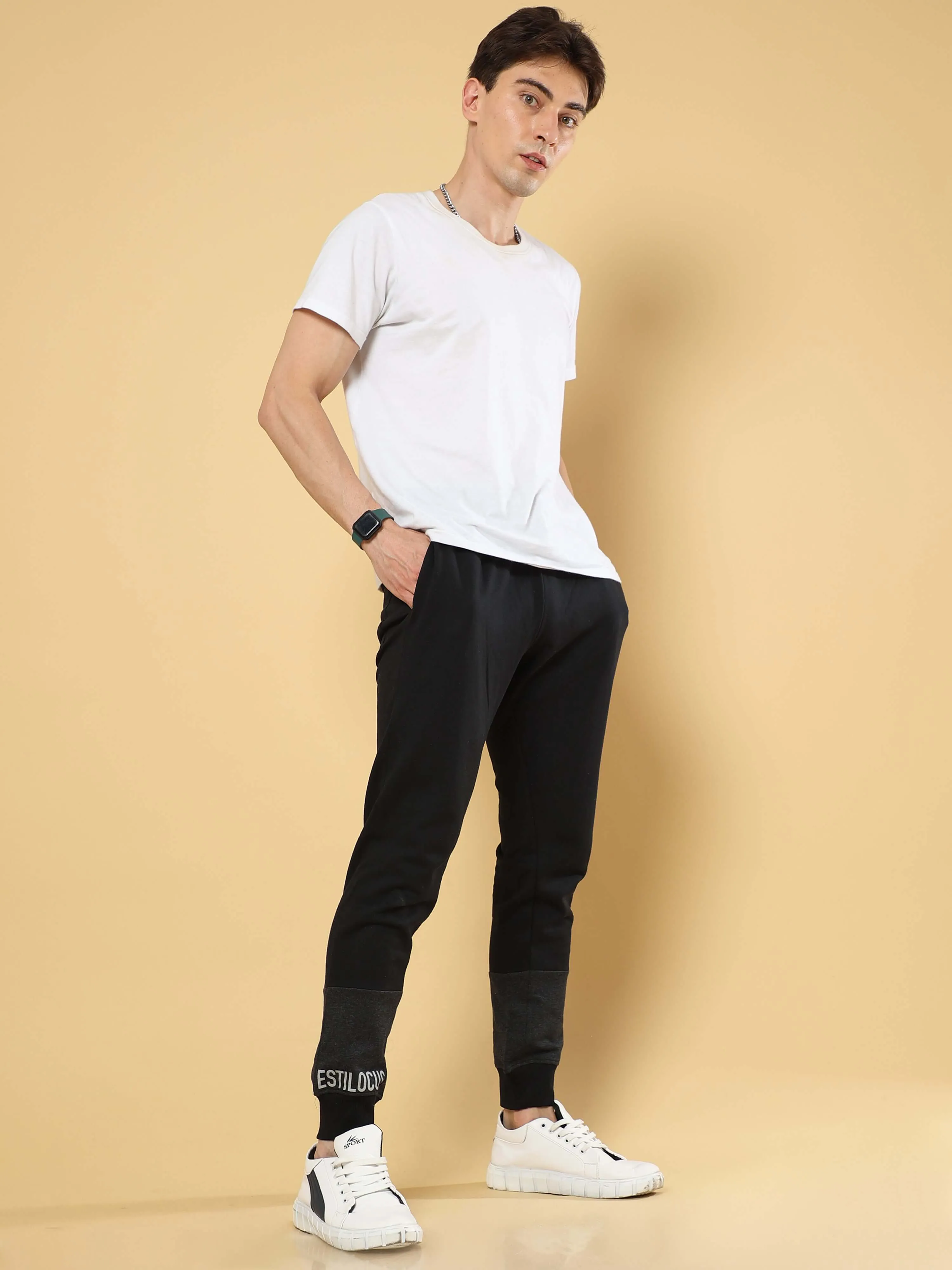 Black & Grey Joggers With Adjustable Draw String