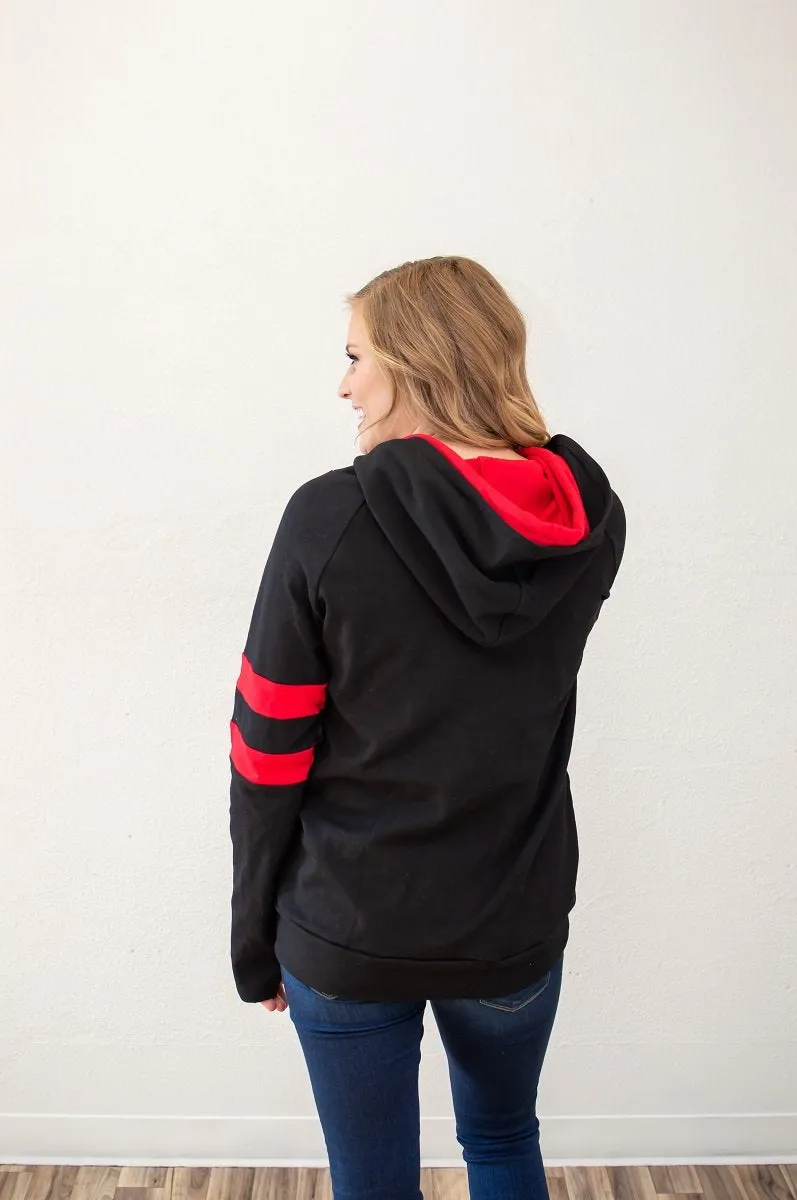 Black and Red Varsity Hoodie