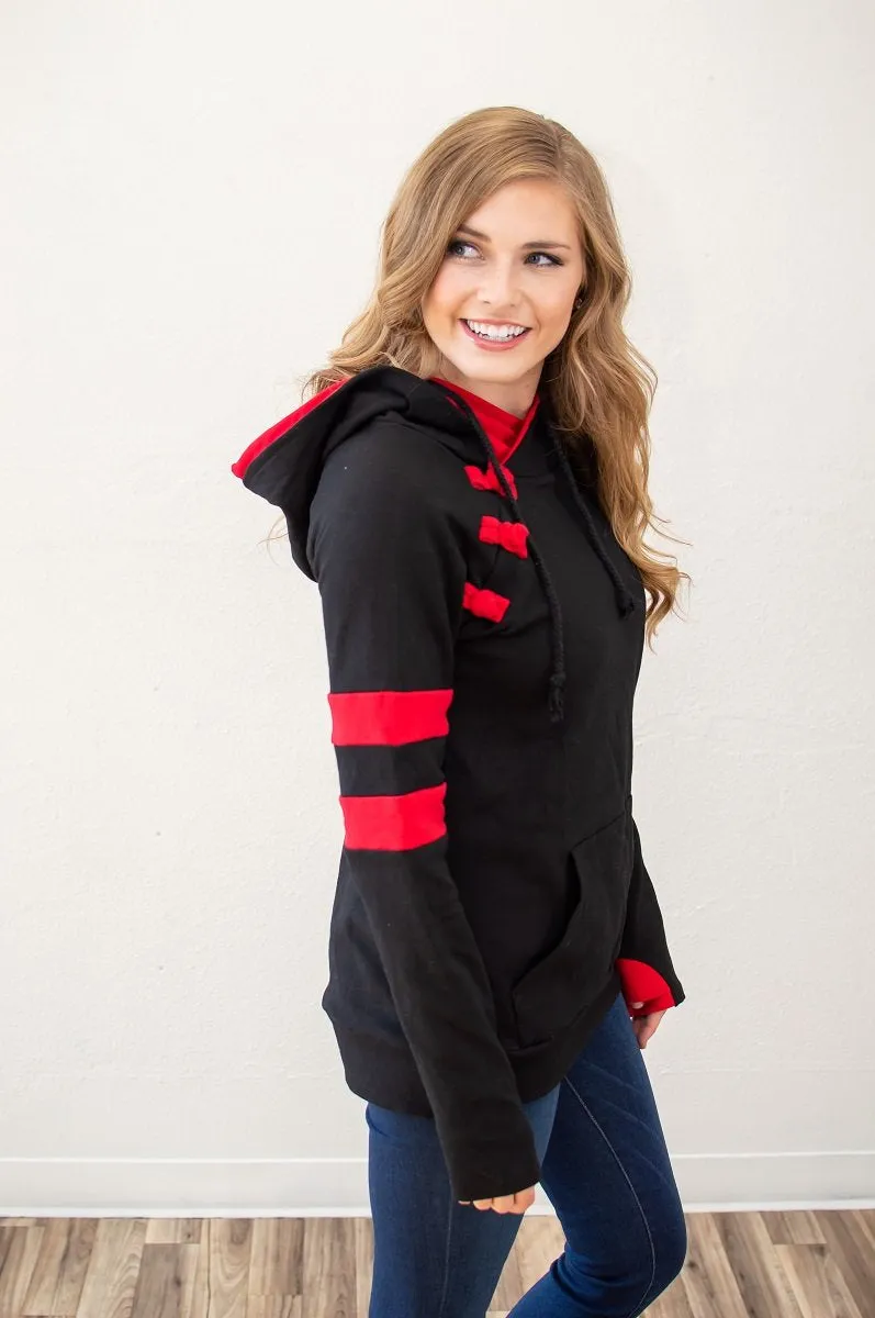 Black and Red Varsity Hoodie
