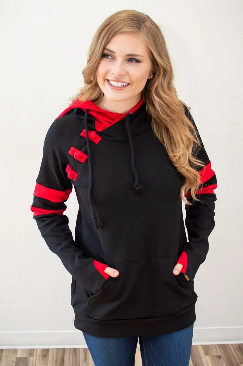 Black and Red Varsity Hoodie