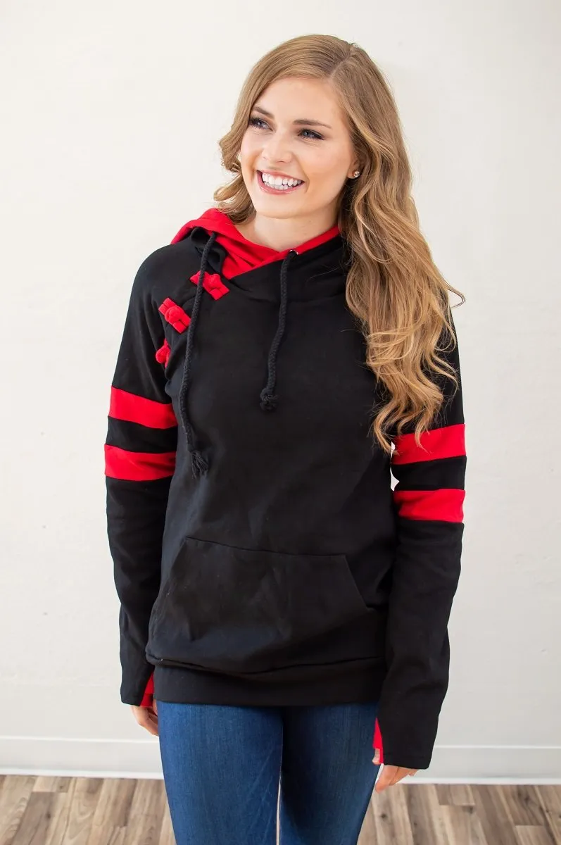 Black and Red Varsity Hoodie