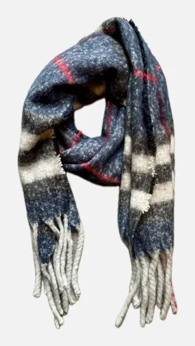 Boucle Scarf - Plaid Navy