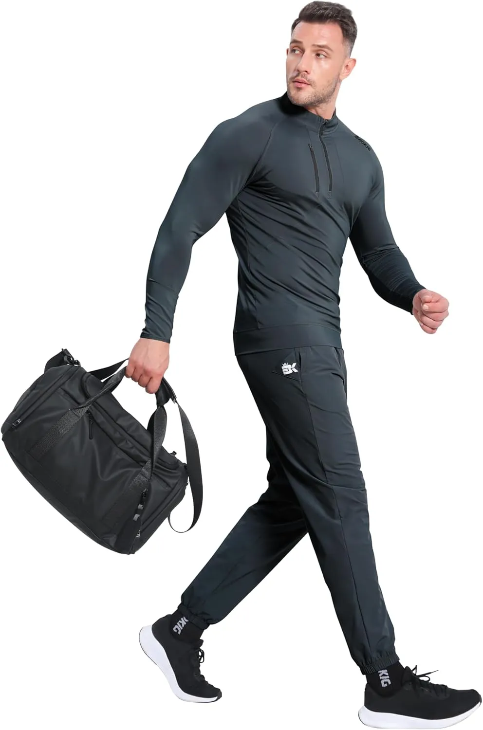 BROKIG Mens Dualzip Lightweight Muscle Quarter Zip Long Sleeve Shirts Workout Running Gym Athletic Slim Fit 1/4 Zip Jackets
