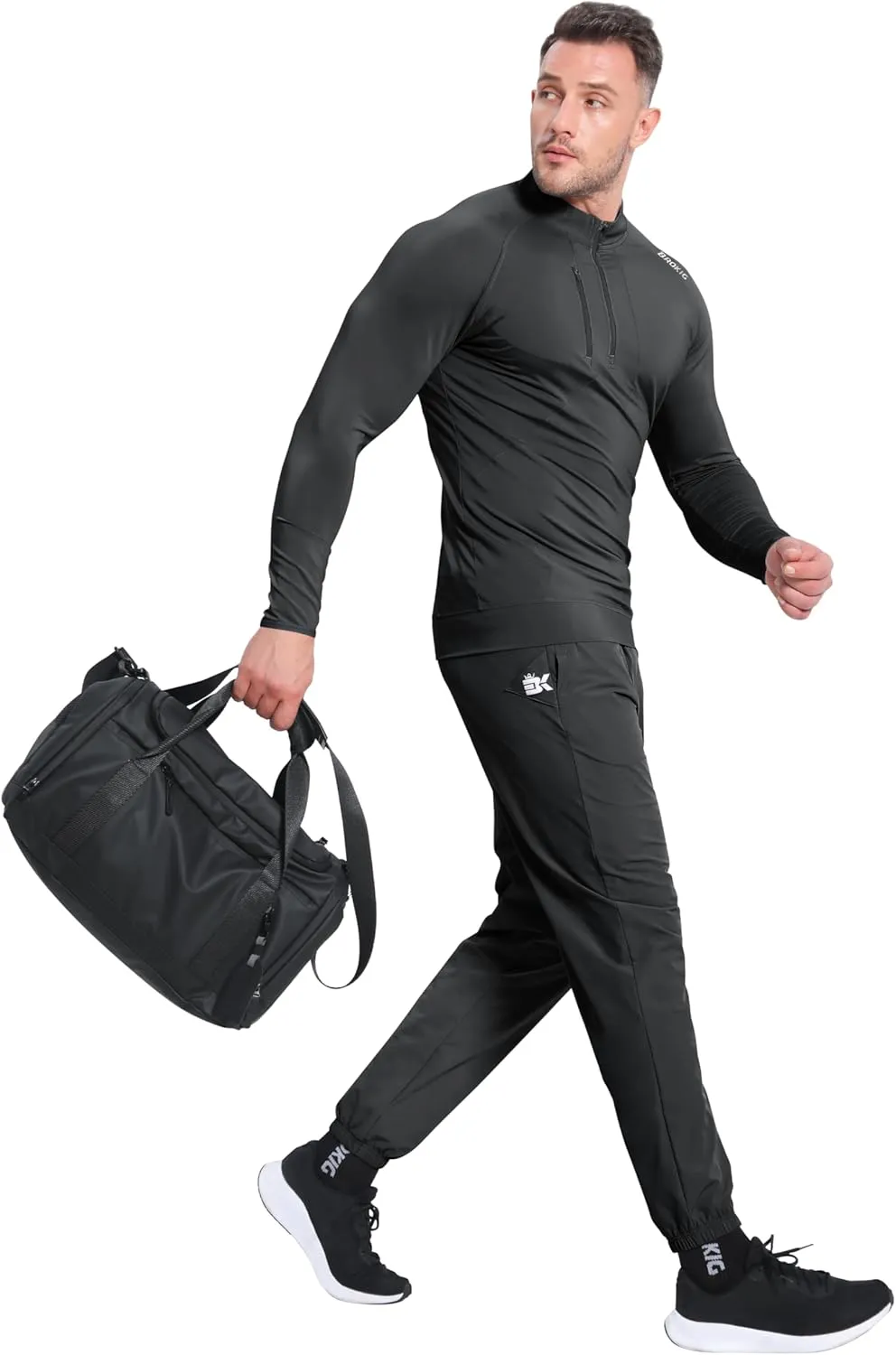 BROKIG Mens Dualzip Lightweight Muscle Quarter Zip Long Sleeve Shirts Workout Running Gym Athletic Slim Fit 1/4 Zip Jackets