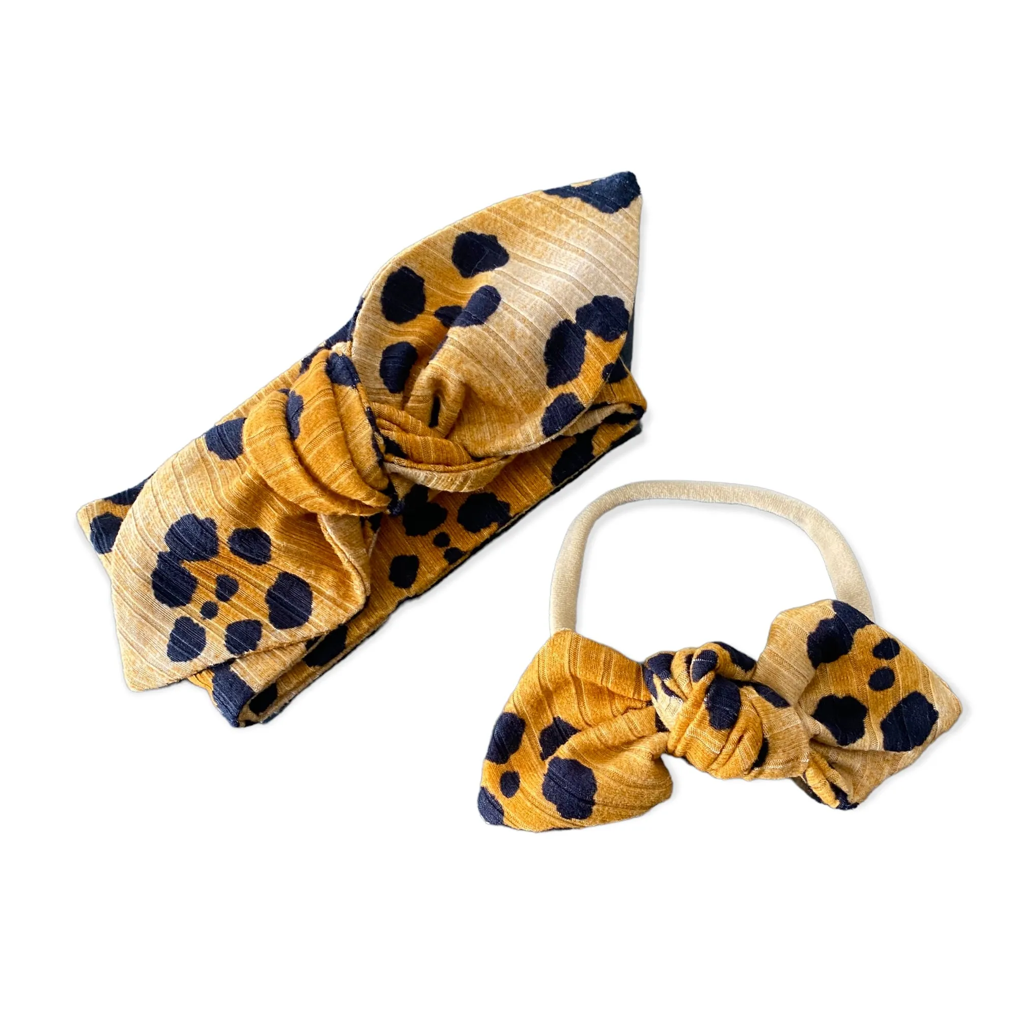 Brown Cheetah Flowers Ribbed Leggings and/or Headbands