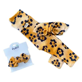 Brown Cheetah Flowers Ribbed Leggings and/or Headbands