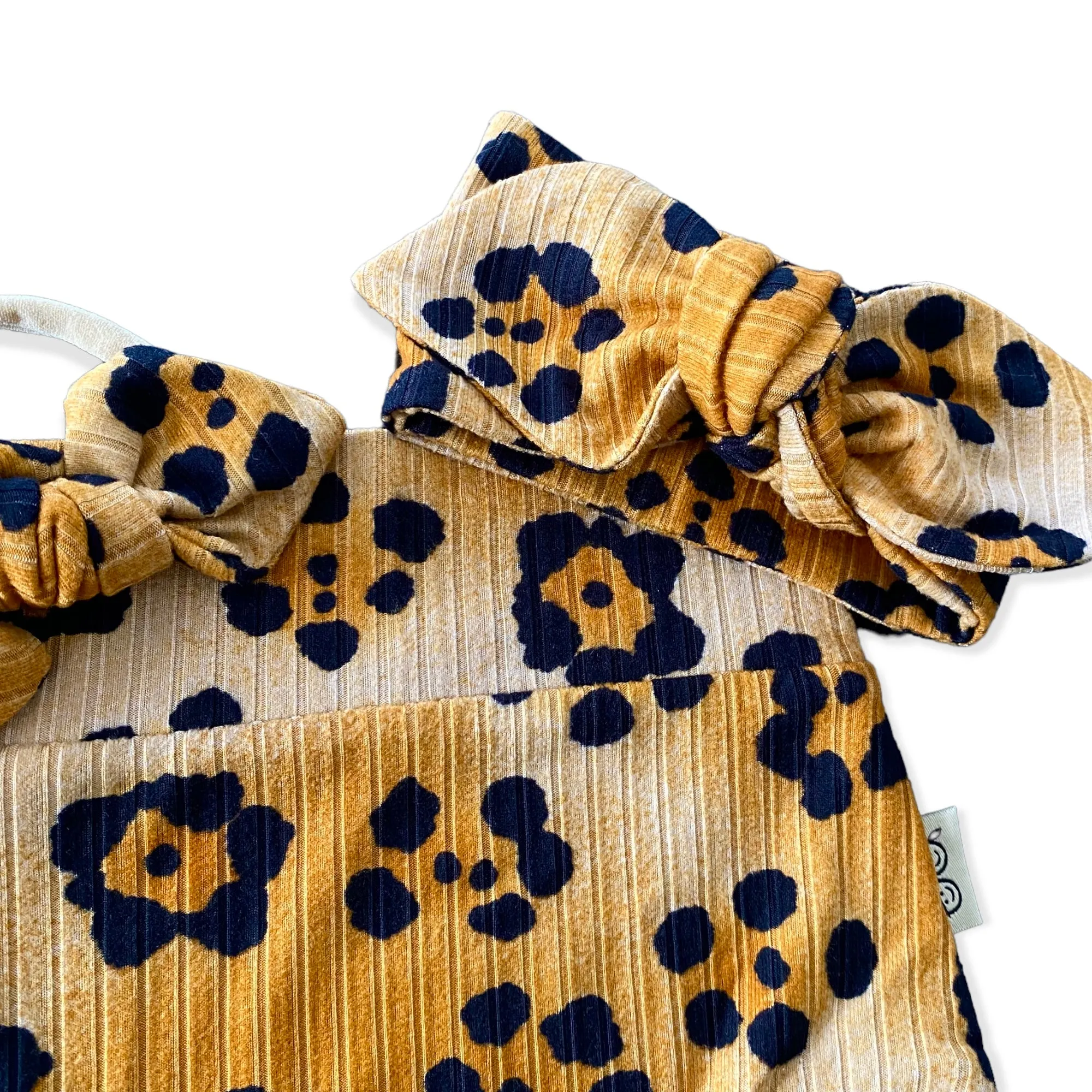 Brown Cheetah Flowers Ribbed Leggings and/or Headbands