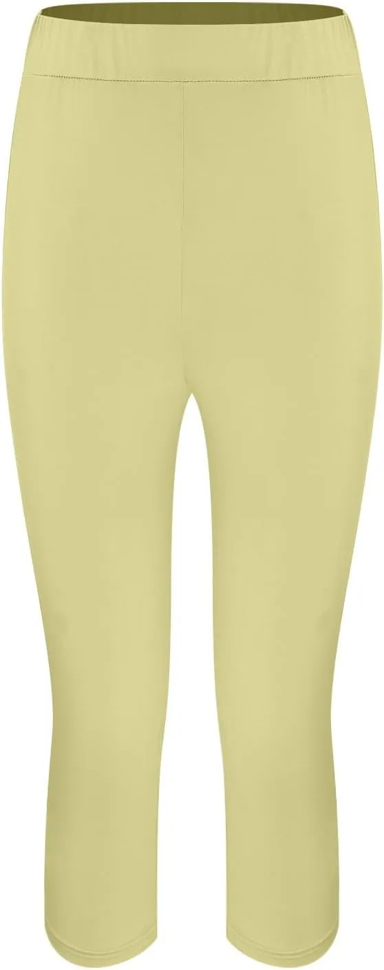 Capri Leggings for Women 3/4 Length High Waisted Yoga Pants Elastic Comfy Summer Travel Casual Cropped Solid Capris