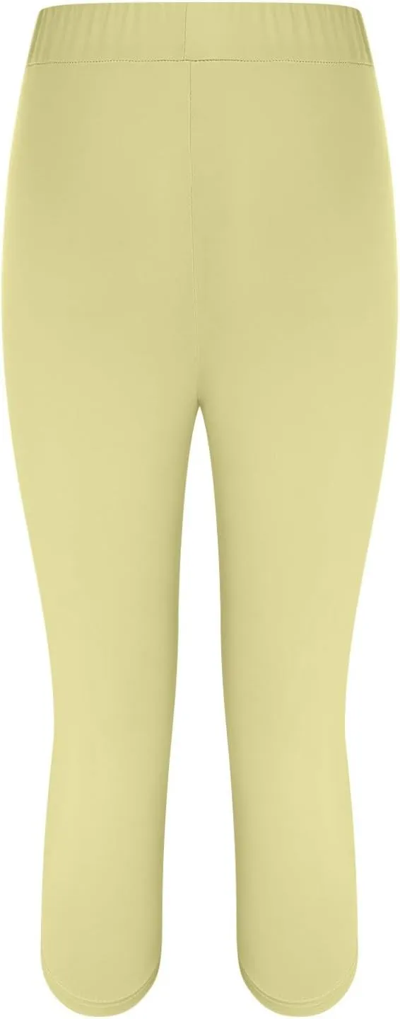 Capri Leggings for Women 3/4 Length High Waisted Yoga Pants Elastic Comfy Summer Travel Casual Cropped Solid Capris