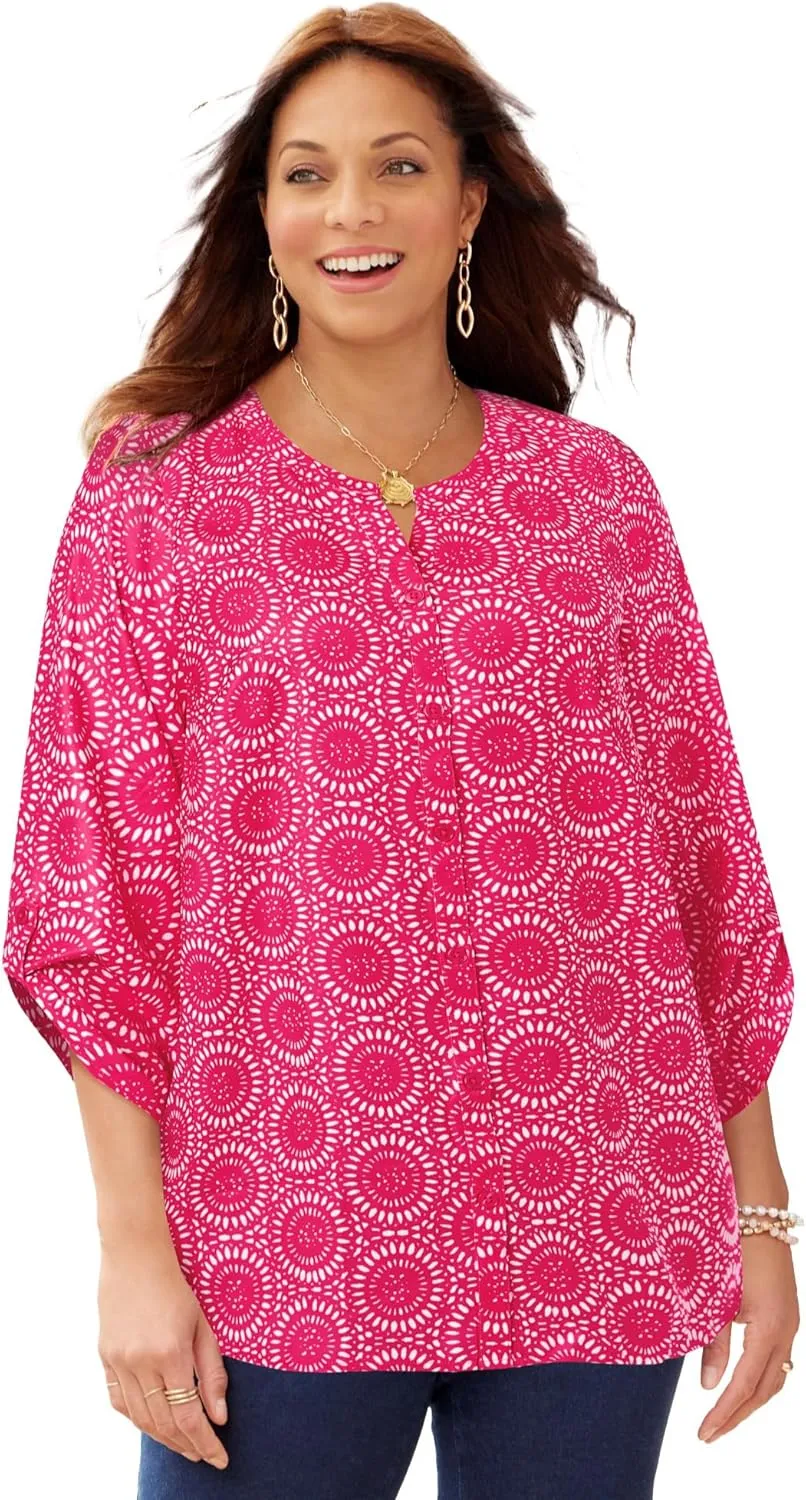 Catherines Women's Plus Size Breezeway Georgette Blouse