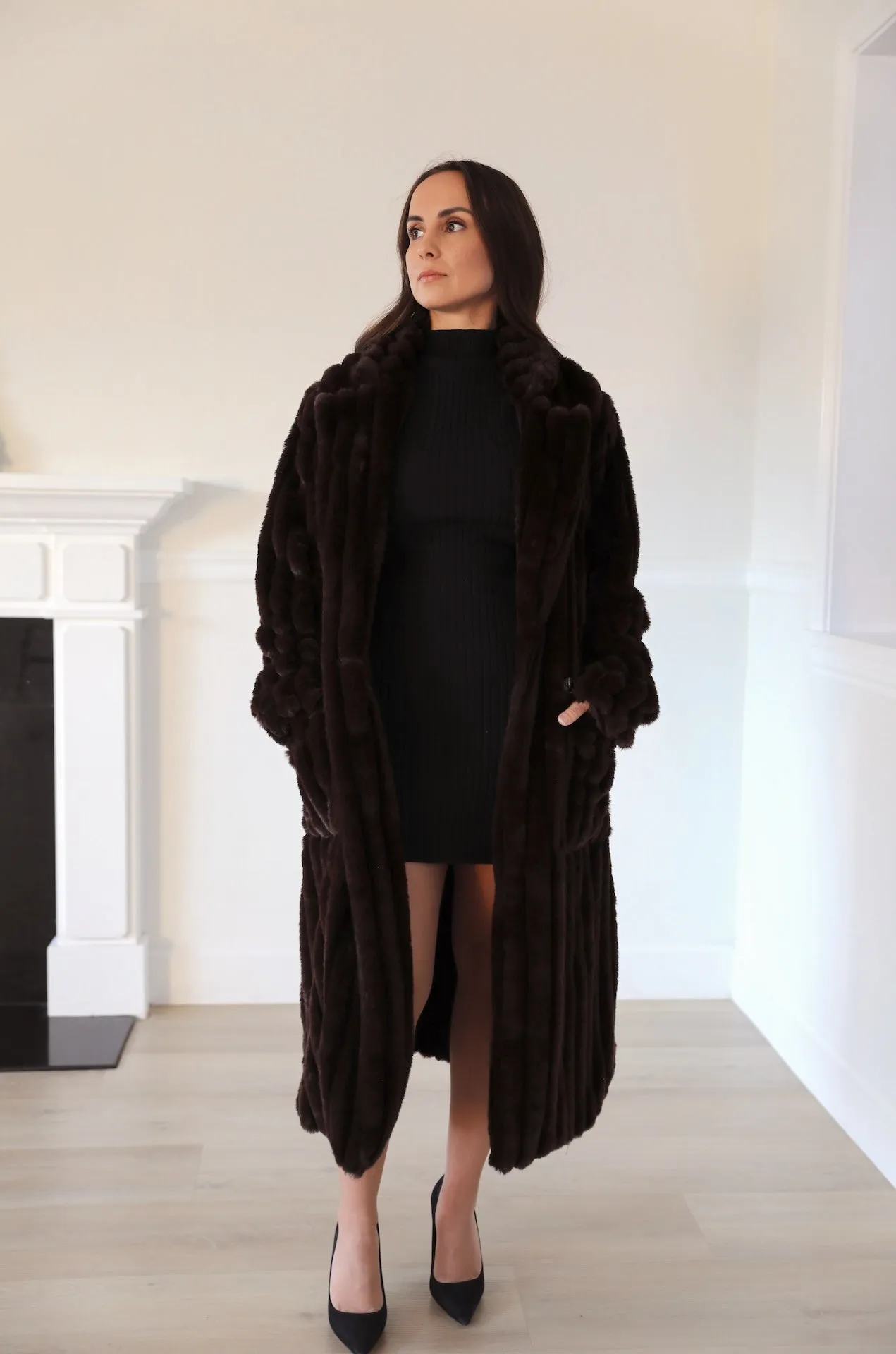 Chocolate Brown Luxe Fur Coat