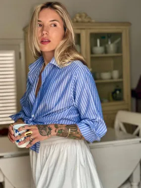 CLAUDINE Boyfriendshirt fine light cotton striped