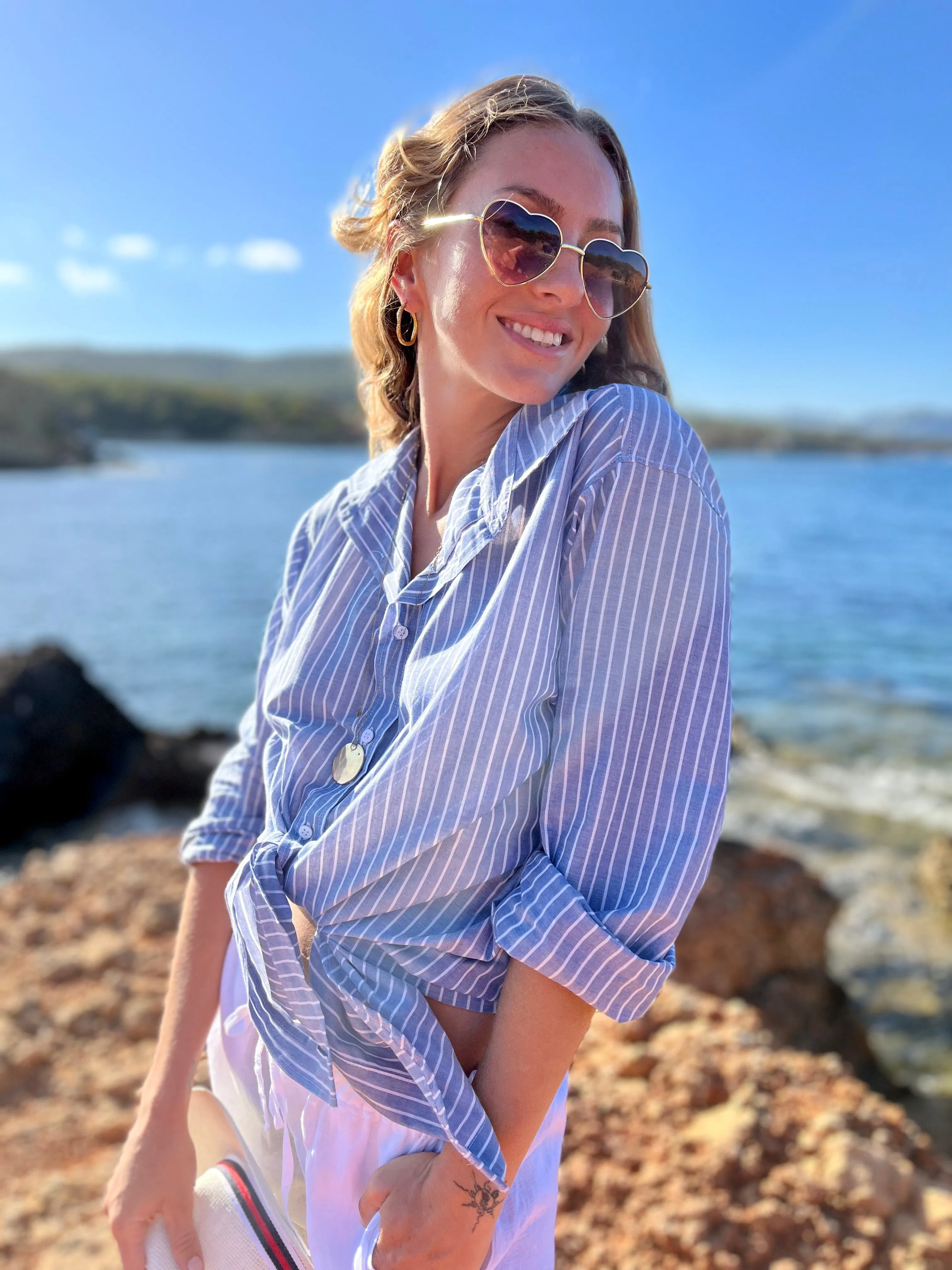 CLAUDINE Boyfriendshirt fine light cotton striped