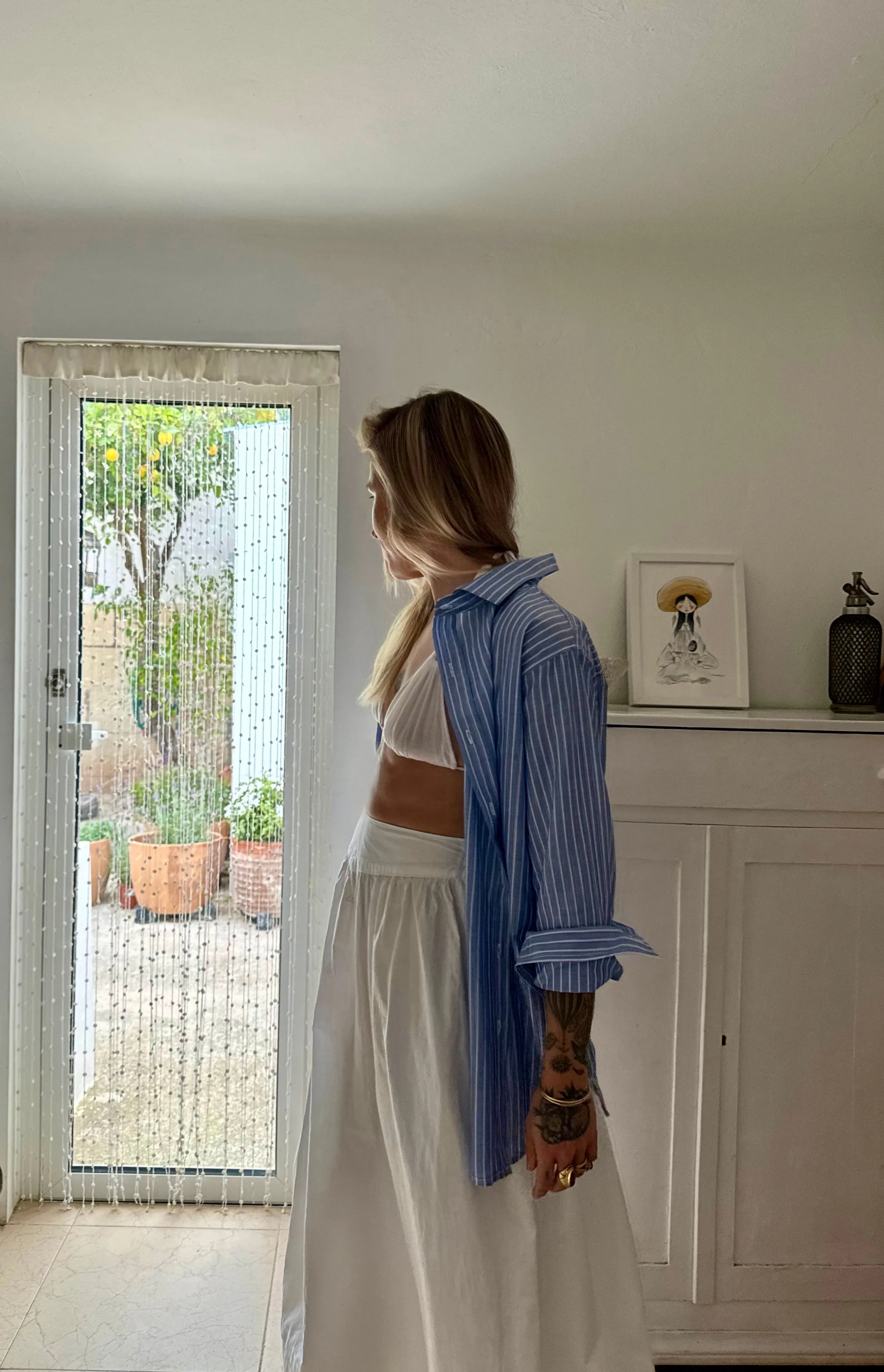 CLAUDINE Boyfriendshirt fine light cotton striped