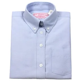 Clearance Blue Oxford Blouse-Straight Hem