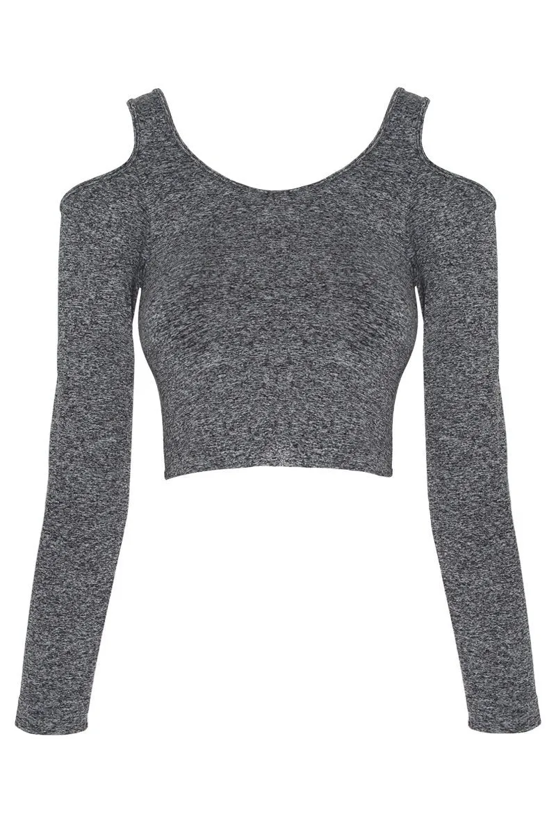 Cold Shoulder Long Sleeve Top- Final Sale
