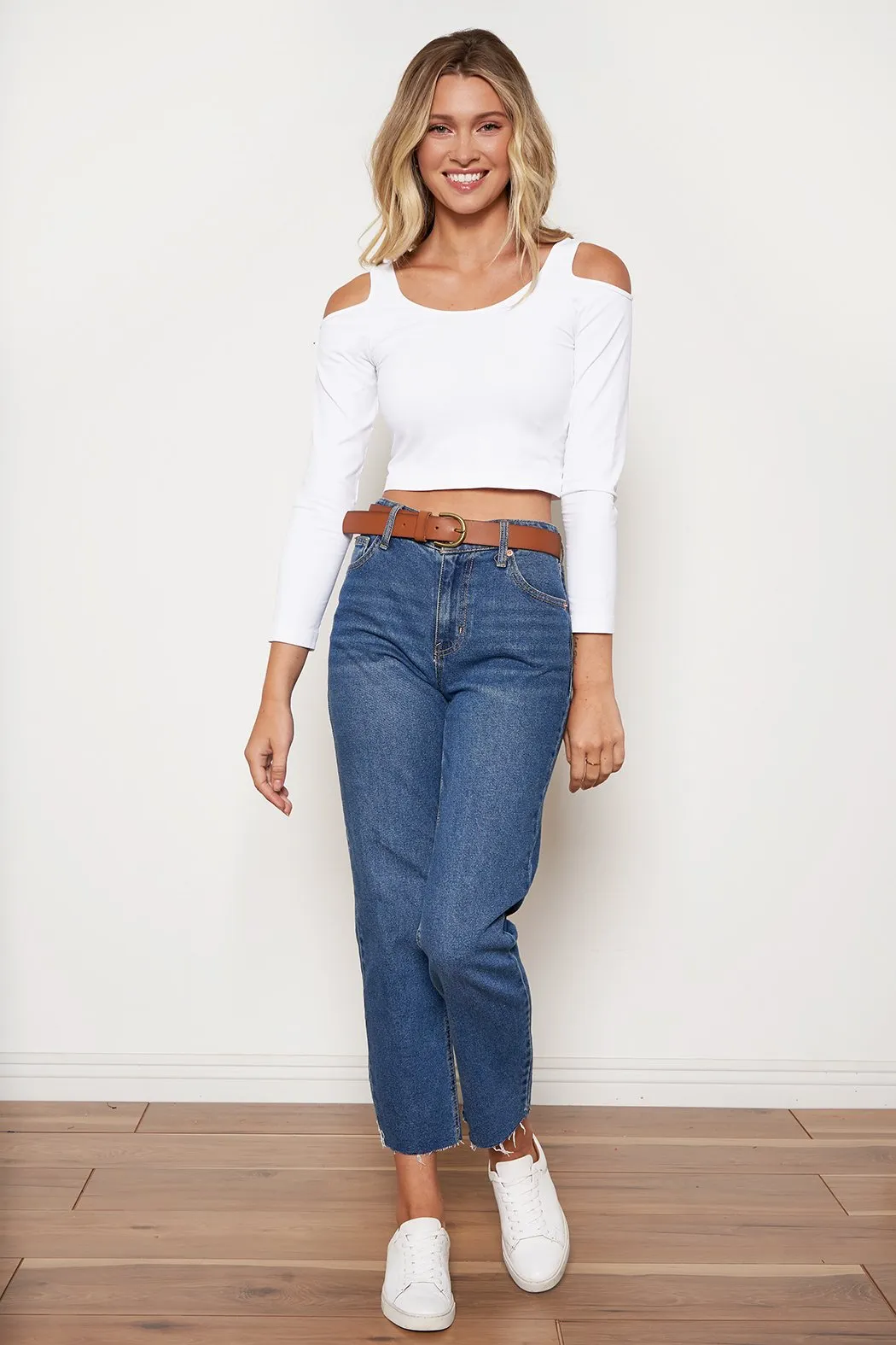 Cold Shoulder Long Sleeve Top- Final Sale