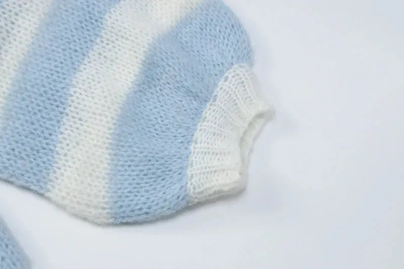 Color striped contrast loose sweater for women