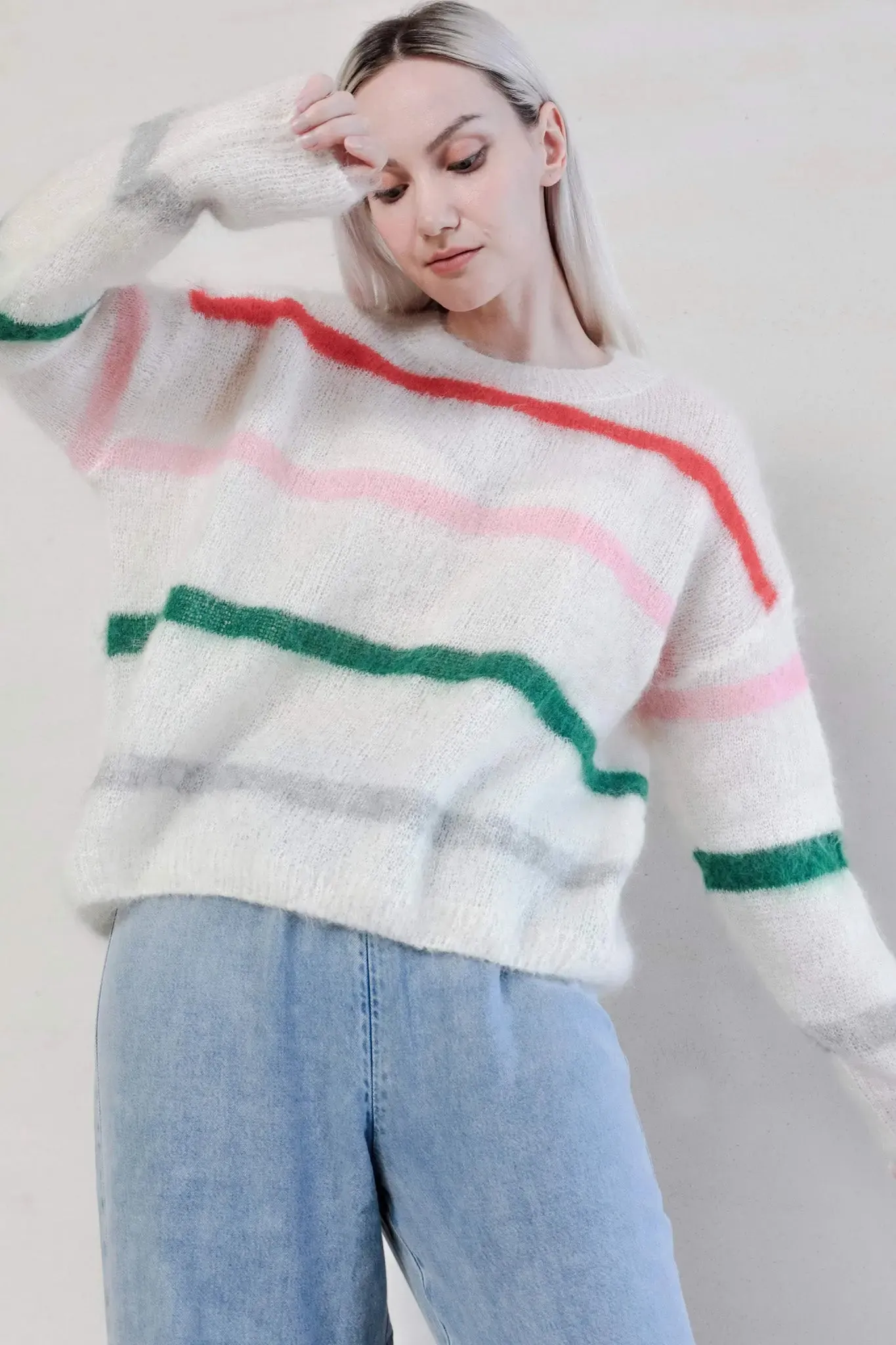 Colorful Striped Sweater in Mohair Blend