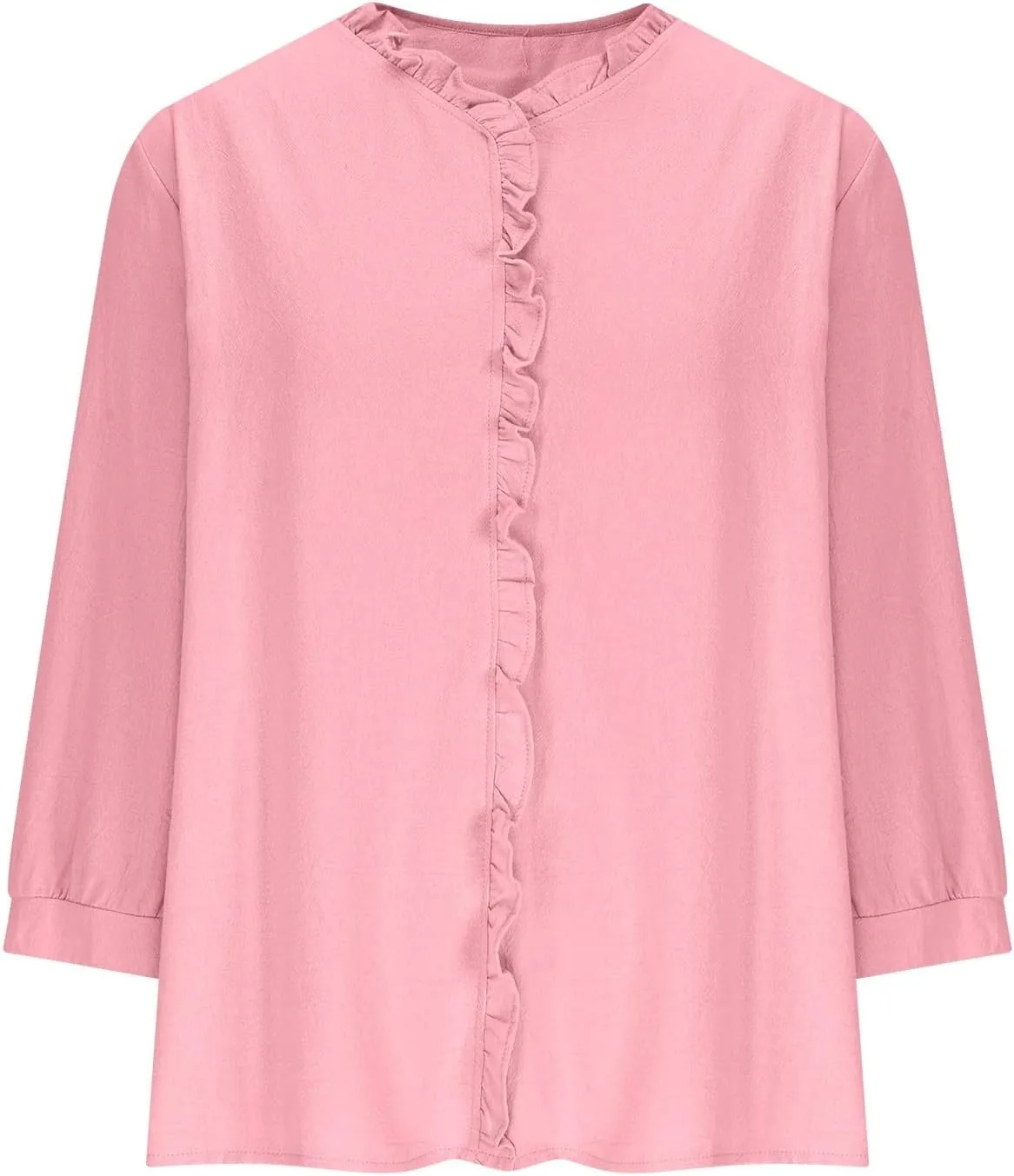 Cotton Linen Shirts for Women Long Sleeve Ruffle Collar Blouse Summer Tops Loose Lightweight Flowy Beach Outfits 2025