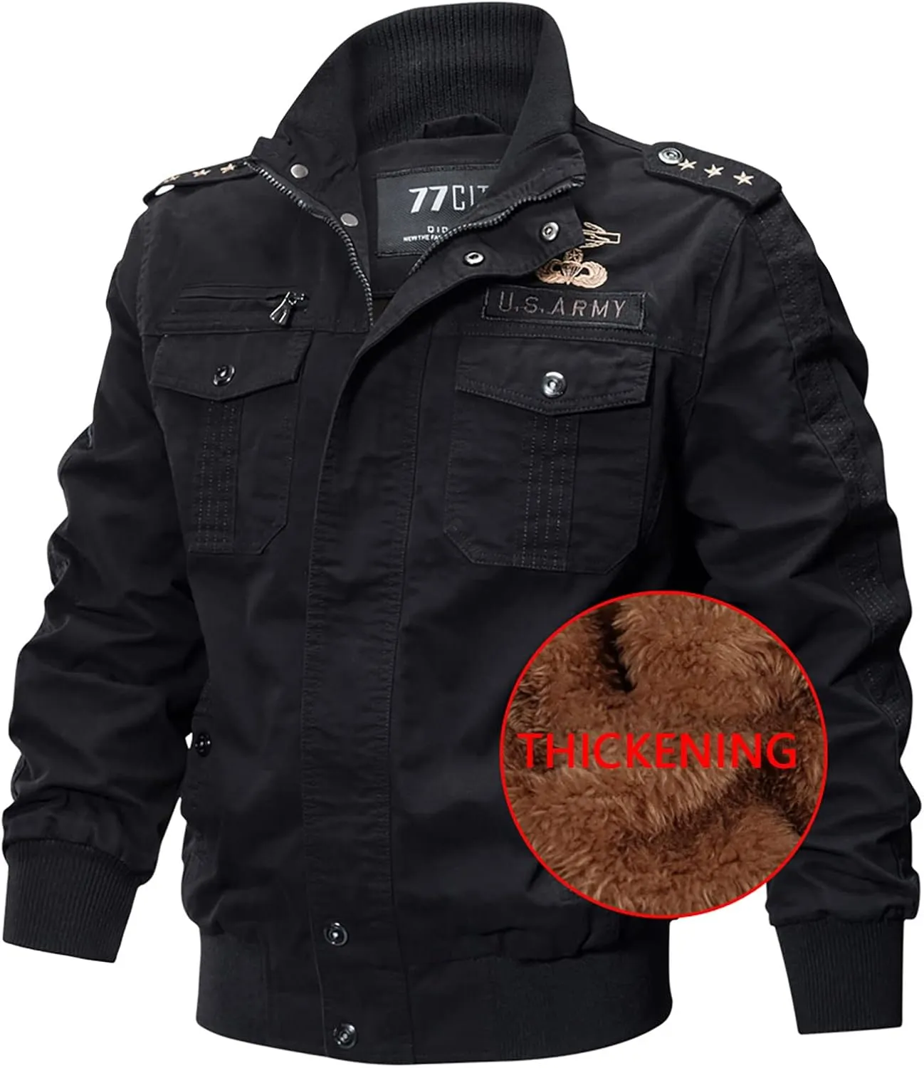 DuDubaby Snowboard Jacket Men Full Zip Jacket Men Casual Winter Warm Top Blouse Thickening Coat Outwear Top Blouse Jacket