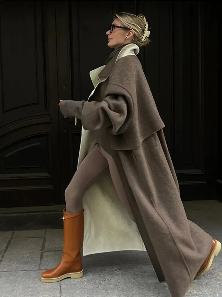 Elegant long trench coat wool coat classy fall coat