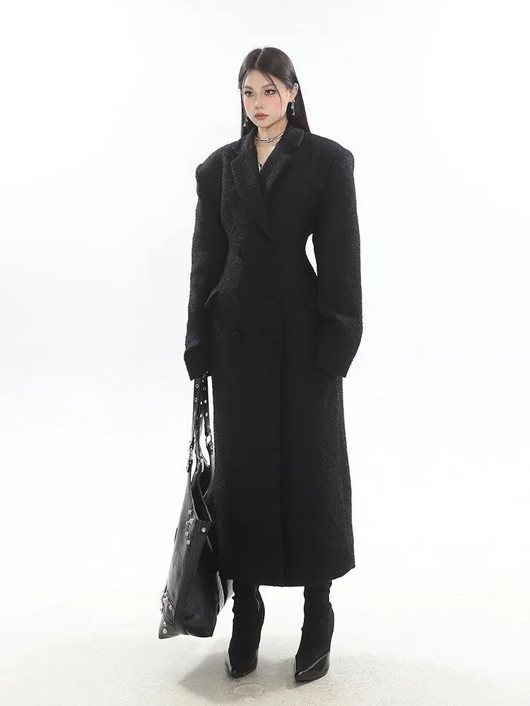 Elegant Waist-Accentuated Long Coat