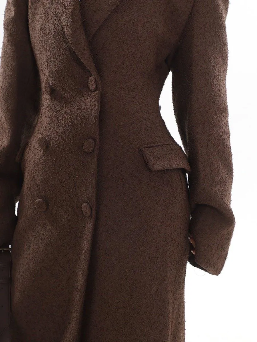 Elegant Waist-Accentuated Long Coat