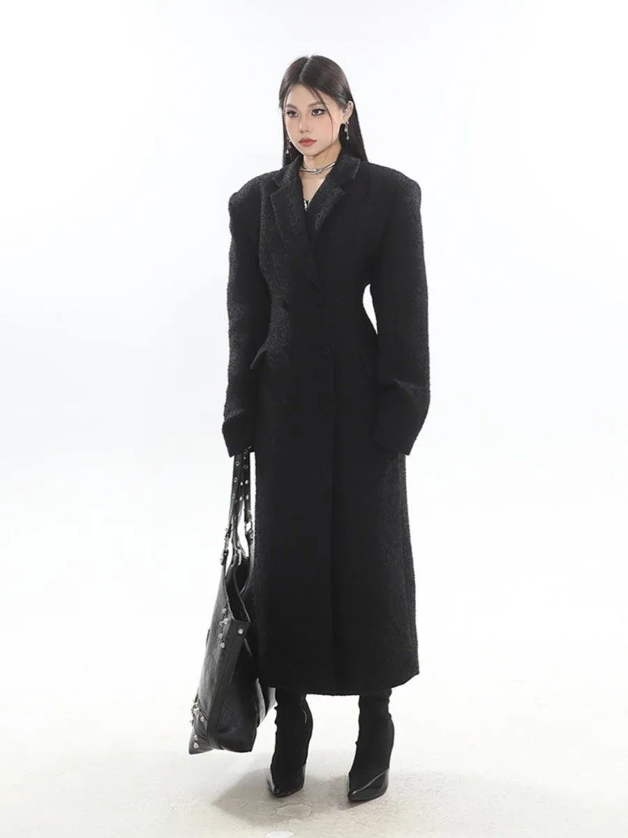 Elegant Waist-Accentuated Long Coat