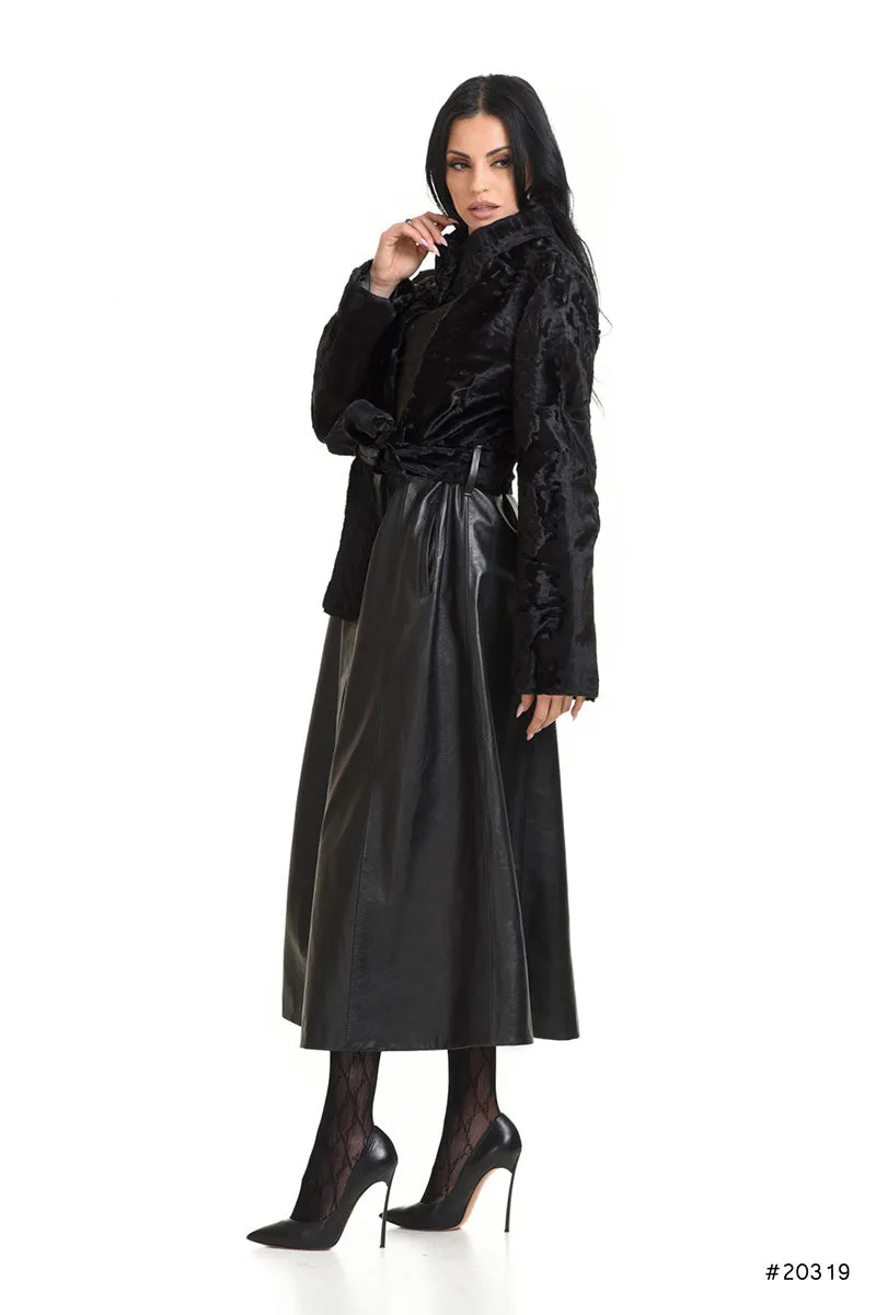 Exclusive long persian lamb and leather coat
